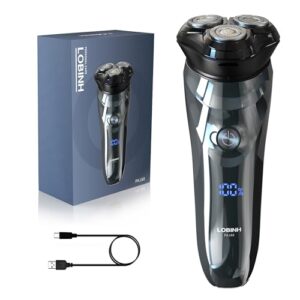 Electric Shaver for Men, 100% Washable Rechargeable Waterproof Electric Razor Wet & Dry Shaving with Pop-up Trimmer, 1 Hour Fast Charging, 4D Floating Head, LCD Power Indicator
