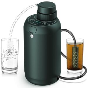 Electric Water Purifier Survival, 0.01 Micron ‘5-Stage’ Water Filtration System Survival with Emergency Lighting Water Filter for Camping Backpacking Hiking, Green