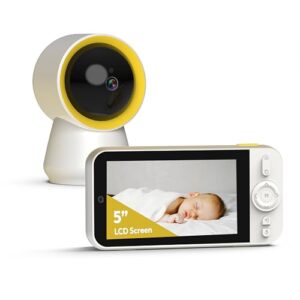 Ellie Baby Monitor, 5″ IPS Screen, 1080P HD No WiFi Camera, 6000mA Battery Life, 1000ft Long Distance, Smart Monitoring: Cry Detection, Virtual Fench, Sleep Analysis, 24hrs Playback, Anti-Noise