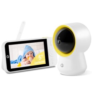 Ellie Baby Monitor No WiFi, Baby Monitor with Camera and Audio, 5″ IPS 1080P with Wall Mount, 6000mAh Battery, 1000ft Range, Smart Monitoring 24hrs Playback, AI Cry Detection & Sleep Tracking