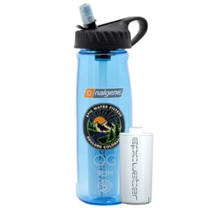 Epic Water Filters Nalgene OG Water Bottle with Filter, USA Made, BPA Free, Removes 99.99% Tap Water Contaminants, Forever Chemicals, Slate Blue, 24 oz
