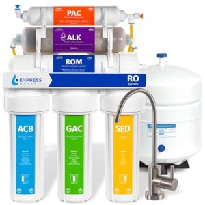Express Water 10 Stage Reverse Osmosis Alkaline Water Filtration System – Under Sink Water Filter with Faucet and Tank, 100 GPD