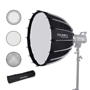 FEELWORLD FSP60 V2 60cm 23.6 Inch Portable Parabolic Softbox for FEELWORLD FL125D FL125B FL225D FL225B and Other Bowens Mount Video Studio Light