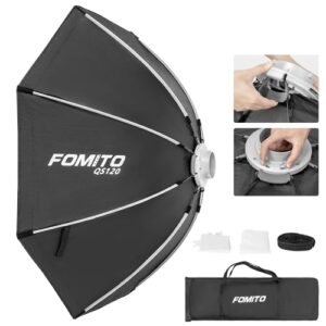 FOMITO 47.2″/120cm Octagonal Softbox, Quick Release Bowens Mount Softbox with Honeycomb Grid, Light Diffusers, Bag for Godox SL-60W SL60IID SL150R SL300R