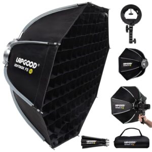 FS60 Softbox 60cm Softboxes, Quick Release Foldable Softbox with Honeycomb Grid, S-Type Flash Bracket, Bowens Mount and Carrying Bag, Soft Box for Studio Photography Video Flash