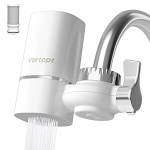 Faucet Water Filter for Sink, Rapid Flow – 400 Gallons Faucet Mount Water Filtration System for Tap Water, NSF Certified Reduces Chlorine & Bad Taste with 1 Replacement, T1