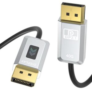 Fiber Optic DisplayPort Cable 2.1, DP 2.1 Cable[16K@30Hz, 8K@240Hz, 4K@240Hz], 40Gbps Display Port Cord Support HDR/HDCP/DSC 1.2a, FreeSync G-Sync for Gaming Monitor 4090 7900XTX Graphics Card, 50FT