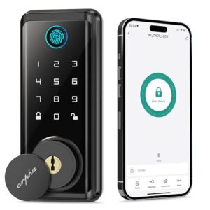 Fingerprint Keyless Entry Door Lock – 100 Code Electronic Keypad Deadbolt Lock – Smart Door Locks for Front Door – 16 Anti-Peeking Passwords App Remote Control – One Time Code – Zinc Alloy