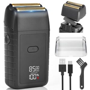 Foil Shaver for Men, Electric Razor with 2-Speed Settings, High-Speed Waterproof Dual Floating Blades for Close Shaving, Rechargeable with LED Display, Ideal for Face, Beard & Head Shaving