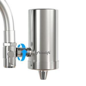 Frizzlife FS99 Water Filter for Sink Faucet, Certified Reduce 99% Lead,Heavy Metal for Skin Care, 360° Rotating＆304 Stainless Steel Tap Water Purifier for Kitchen/Bathroom, with Extra 1 Filter