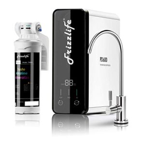 Frizzlife Reverse Osmosis Water Filter – Alkaline Mineral pH+, 600 GPD High Flow, Tankless RO Reverse Osmosis System, Under Sink, Reduce TDS, Compact, 2:1 Drain Ratio, PD600-TAM3
