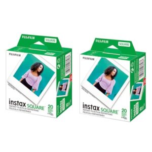 Fujifilm 2 Pack instax Square Instant Color Film, Twin Pack – 20 Exposures (40 Total), White Frame