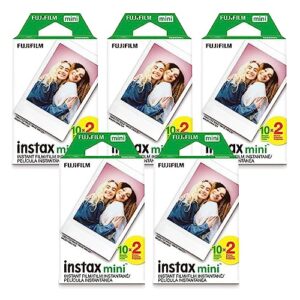 Fujifilm Instax Mini 100 Film for Fuji 7S 8 25 50S 90 300 Instant Camera, Share SP-1 White, Pack of 5