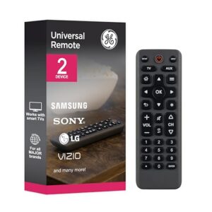 GE Big Button Universal Remote Control, Universal Replacement Remote for Samsung, LG, Vizio, Sony, Smart TV, Fire TV, Roku Replacement, 2 Device, Charcoal, 83036