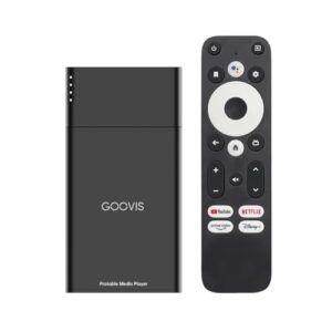 GOOVIS D4H1 Portable Stream Media Player – Google-Certified Android TV Box with 8000mAh Base, Watch Movies, Live TV, and Streaming apps in 4K HDR