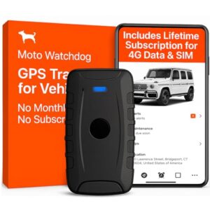 GPS Tracker for Vehicles No Monthly Fee, No Subscription, Up to 80 Days Battery Life, 4G SIM and Data Included, Magnetic Car Tracker Device Hidden, Trip History, Alerts, USA Developed, Moto Watchdog