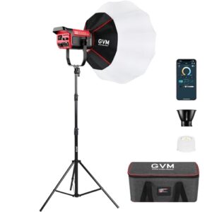 GVM 200W LED Video Light with Lantern Softbox, SD200B Continuous Lighting Kit with Bluetooth Mesh Network/DMX Control, 2700K-6800K Studio Light Photography Lighting Kit, 45400lux/1m, 12 Scene Effects