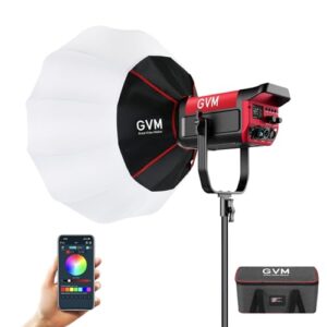 GVM 300W Photo Lighting RGB Video Light with Bowens Holder Lantern Softbox and Stand CRI 97+ CCT 2000K~10000K 6 Lighting Scenarios Application Program Controlled Studio Photo Lights