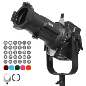 GVM Conical Optical Snoot Kit, Spotlight Snoot Photography with 40° Projection Lens, 30 Gobos and 5 Color Filters, Adjustable Focus Bowens Mount Snoot for Studio LED Video Lights Flash Up to 600W