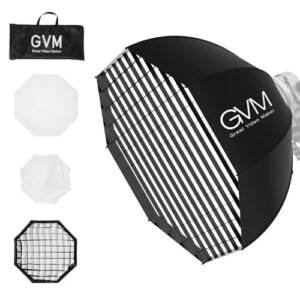 GVM Soft Boxes Lighting, Bowens Mount with Honeycomb Grid, Compatible with P80S/ SD80D/SD80S/GVM-G100W/GVM-PR150R/GVM-PRO-SD200B/GVM-PRO-SD300B and Other Bowens Mount Light, Suitable for studio Photog