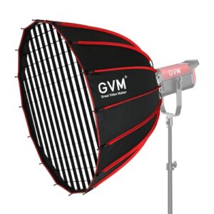 GVM Softbox Parabolic Soft Light Bowens Mount，36″/90cm Quick Release Parabolic Deep Softbox & Honeycomb Grid Compatible with Other Bowens Mount Light for Recording, Portraits