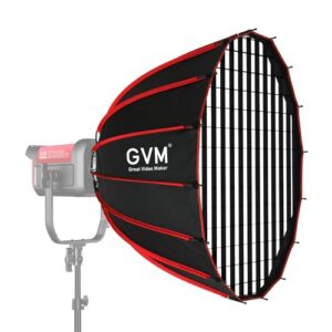 GVM YG90SP 36″/90cm Parabolic Softbox Quick Set up Quick Folding, with Diffusers/Honeycomb Grid, Compatible with GVM 200B 300B 500B 650B and Other Bowens Mount Light for Recording, Portraits
