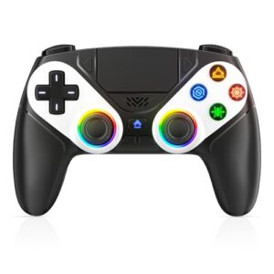 Gamrombo LED Wireless Controller for PS5, Compatible with PS5 Pro/Slim/PC, Dual Vibration, Marco/Turbo Function, 3.5mm Audio Jack, 6-Axis Motion Contro Gamepad with Speaker