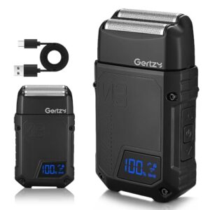 Gertzy Electric Shaver for Men Face, Men’s Razor, Cordless Beard Foil Shavers, Wet Dry Waterproof, 3-Speed Adjustable Shaving,Rechargeable Type-C Charging, LED Display (Black)