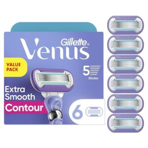 Gillette Venus Deluxe Smooth Swirl Womens Razor Blade Refills, 6 Count, Moisture Ribbon to Protect Against Irritation