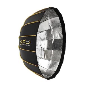 Glow EZ Lock 34″ Collapsible Silver Beauty Dish Softbox w/Bowens Mount Speedring and Deflection Disk, 16 Ribbed Design Soft Box w/Silver Interior for Perfect Lighting and Beauty Dish Photography