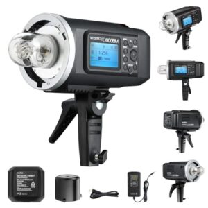 Godox AD600BM Bowens Mount 600Ws GN87 High Speed Sync Outdoor Studio Flash Strobe Monolight Light with 2.4G Wireless X System & 8700mAh Battery with 15x17cm Softbox & Filter & USB LED