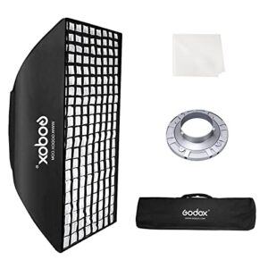 Godox FW80x120CM/ 32″x47″ Bowens Mount Strip Honeycomb Grid Softbox, Portable Softbox with Bowens Mount Speedring and Carry Bag,Strip Soft Box for Studio Strobe Flash Portrait Product Photography
