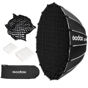 Godox QR-P90T 35.4″ Quick Release Parabolic Softbox and Honeycomb Grid for Godox SL60II SL150III FV150II AD300PRO AD400PRO AD600BM SZ300R VL300 UL150II ML60 Other Bowen Mount Studio Flash Speedlite