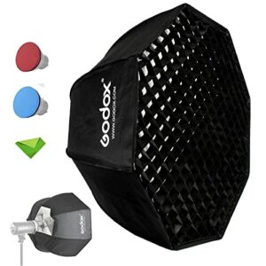 Godox SB-UE 37″/95cm Umbrella Octagon Softbox Light Diffuser Reflector with Honeycomb Grid for Speedlight Flash (Bowens Mount) w/Color Cloth