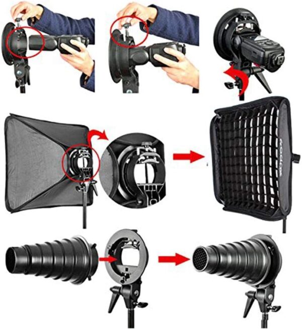 Godox Softbox 32"x32" Soft Light Modifier with Grid, S-Type Flash Bracket Bowens Mount Holder for Studio Flash Speedlight Photography Godox AD200Pro V860II V860III TT685II TT600 TT350 - Image 5