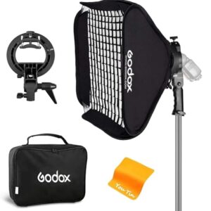 Godox Softbox 32″x32″ Soft Light Modifier with Grid, S-Type Flash Bracket Bowens Mount Holder for Studio Flash Speedlight Photography Godox AD200Pro V860II V860III TT685II TT600 TT350
