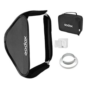 Godox Softbox 60cm x 60cm Portable Collapsible Softbox with Quick Release Bowens Mount Speedring Adapter for Studio Photography – 24″ x 24″