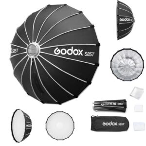 Godox Softbox Godox S85T 85cm/33.5in Quick Release Umbrella Softbox, Bowens Mount with Removable Front and Inner Diffusers for Photography, Live Streaming and Travel