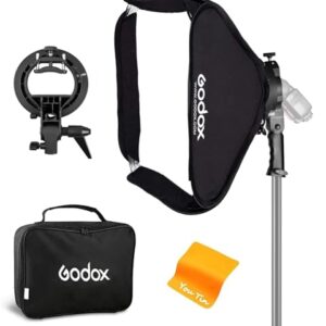 Godox Softbox Soft Box 24″x24″ Bowens Mount Softbox with S-Type Speedlite Bracket, Foldable Softbox Bowens Mount for Godox AD200Pro AD200 V860II TT685II TT600 TT350