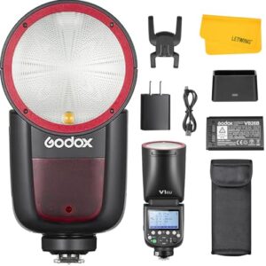 Godox V1CU V1-CU Flash for Canon, 2.4G TTL Godox V1 Canon Flash Speedlite HSS 1/8000s, Rechargable Li-ion Battery, 480 Full Power Shots, LED Modeling Lamp, External Flash for Canon Camera(USA Version)