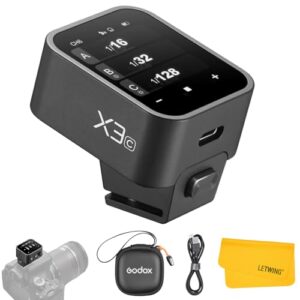 Godox X3C X3-C TTL Wireless Flash Trigger for Canon Camera, 2.4G Wireless Touchscreen Flash Transmitter, Support TTL Auto/Manual/Multi Flash, Built-in Lithium Battery, High-Definit OLED Screen