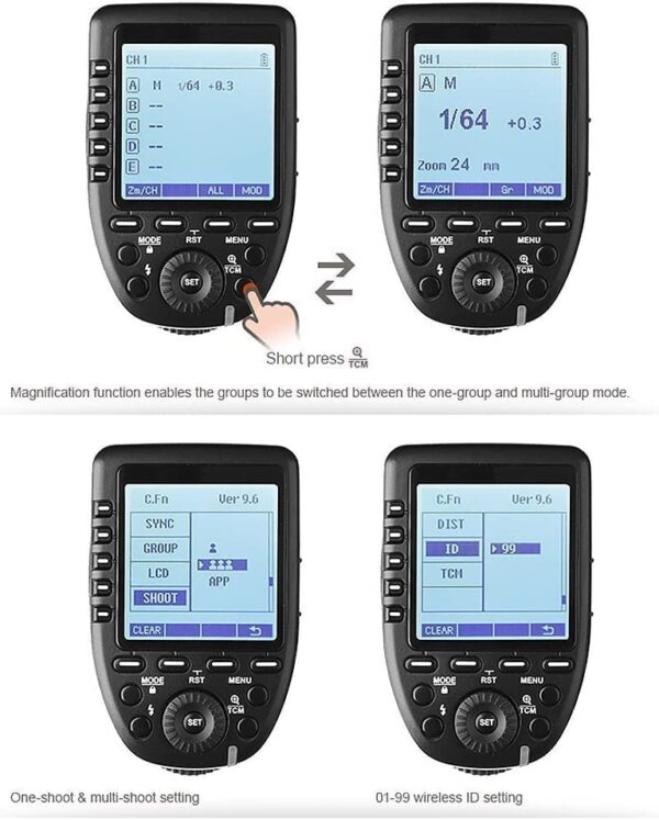 Godox XPro-S Compatible for Sony TTL Wireless Flash Transmitter Trigger 1/8000s HSS TTL-Convert-Manual Function Large LCD Screen Slanted Design 11 Customizable Functions 5 Dedicated Group Buttons - Image 5