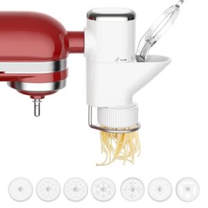 Gourmet Pasta Press Attachment for Kitchenaid Stand Mixers, Pasta Press for Kitchenaid Mixer Attachments with 7 Interchangeable Pasta Plates, Pasta Maker by HOZODO