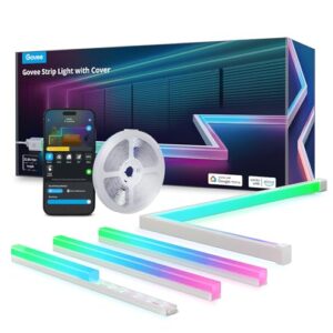 Govee RGBIC LED Strip Lights 32.8ft with Covers, Smart Lights Work with Alexa and Google Assistant, LED Diffuser Channel with LED Lights for Bedroom, Skirting Lines, Studio, Cabinet
