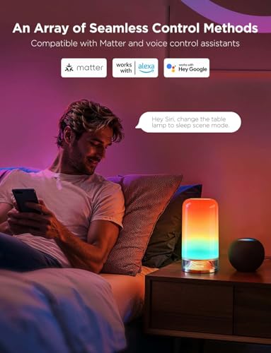Govee RGBIC Smart Table Lamp 2, Touch Bedside Small Table Lamp Work with Matter, Alexa, LED Desk Lamp with 64 Scene Modes, Color Changing Lamp for Bedroom Living Room Dimmable Night Light(Corded) - Image 5
