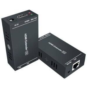 HDMI Extender 1080p@60Hz, 3D, Over Single Cat5e/Cat6/Cat 7 Cable Full HD Uncompressed Transmit Up to 164 Ft(50m), EDID and POC Function Supported (Transmitter and Receiver)