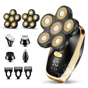 Head Shavers for Bald Men Rotary Electric Razor Cordless Electric Shaver Rechargeable Head Shaver Waterproof Mens Head Razor Multifunctional Shaving Grooming Kit for Balder