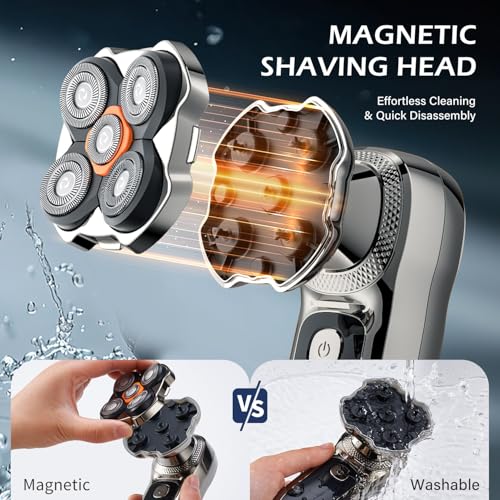 Head Shavers for Bald Men,Electric Razor for Men,IPX7 Waterproof Wet/Dry Bald Head Shaver, Flex Blades for a Close Shave,LED Display Electric Rechargeable Head Shaving Mens Kit with Type-C Charge - Image 4