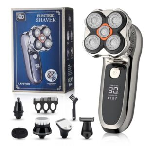 Head Shavers for Bald Men,Electric Razor for Men,IPX7 Waterproof Wet/Dry Bald Head Shaver, Flex Blades for a Close Shave,LED Display Electric Rechargeable Head Shaving Mens Kit with Type-C Charge