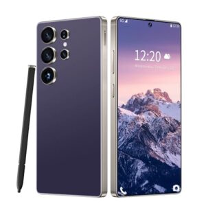 Huness I25 Ultra Unlocked Cell Phone,Built in Pen,12+512GB Unlocked Phone, Android 14 Battery 7000mAh 6.99″ HD Screen Smartphone, 5G/Face ID/Fingerprint Lock/Dual SIM/GPS (Deep Purple, 12+512)